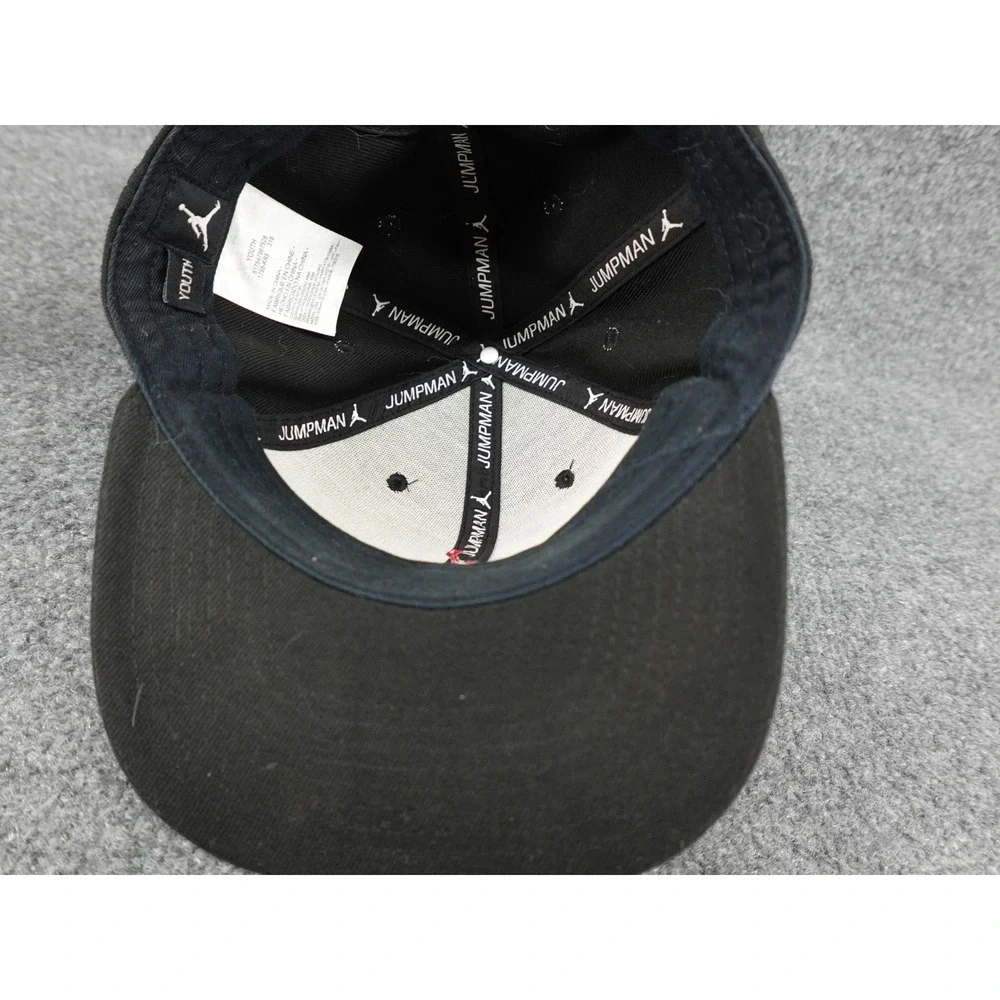 Jordan Snapback Hat Youth OS Black Jumpman Embroidered Logo 617847-967528
